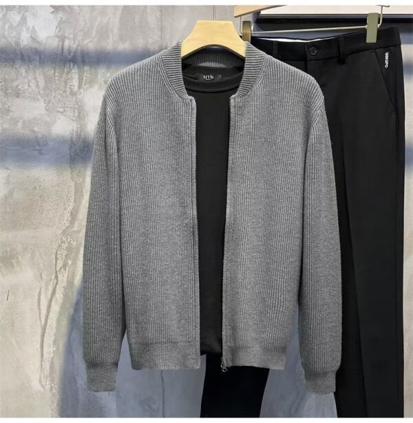 Double Zipper Cardigan Sweater Men's Knitwear Coat - Image 8