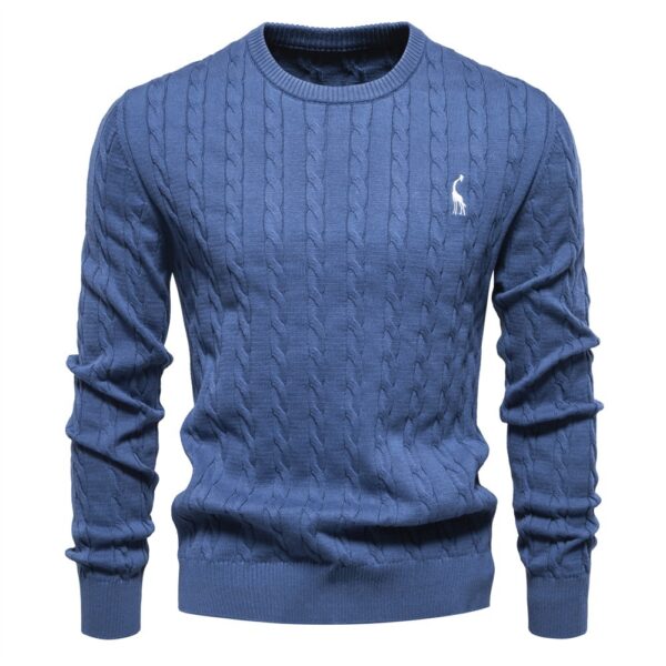 Autumn And Winter Sweater Pullover Deer Embroidery Solid Color Sweater For Men - Image 6