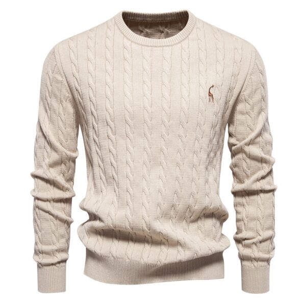 Autumn And Winter Sweater Pullover Deer Embroidery Solid Color Sweater For Men - Image 8