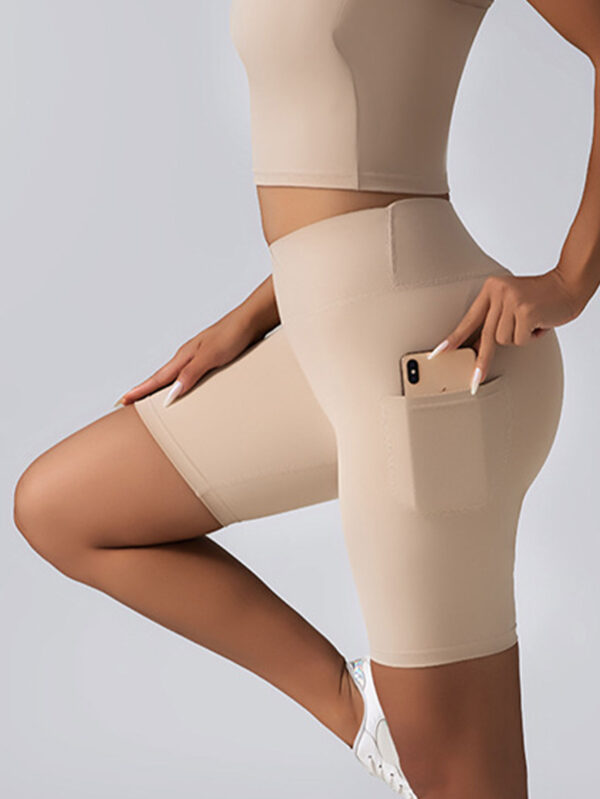 Biker Shorts Women Tummy Control  No Seam High Waist Yoga Gym Workout Running Volleyball Shorts With Pockets - Image 4