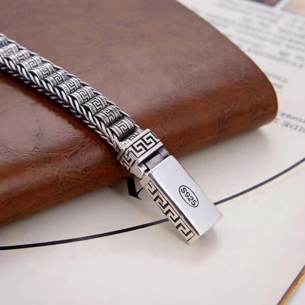 Men's Sterling Silver Fashion Distressed Key Bracelet - Image 2