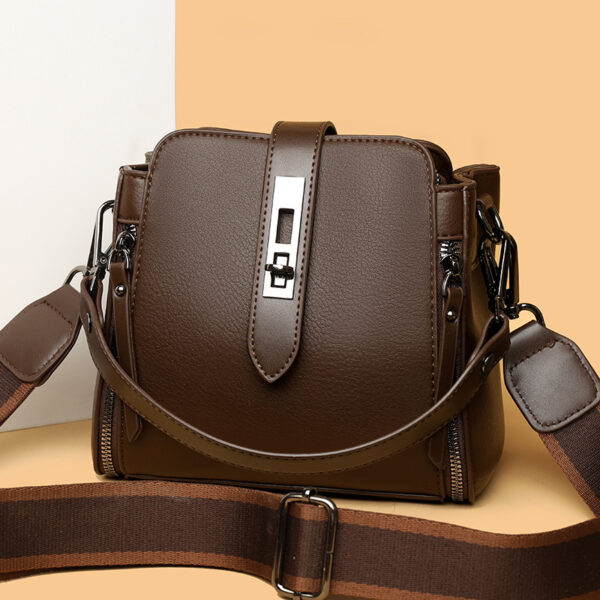 Soft Leather Bucket Large Capacity Handbag Crossbody Bag - Image 6