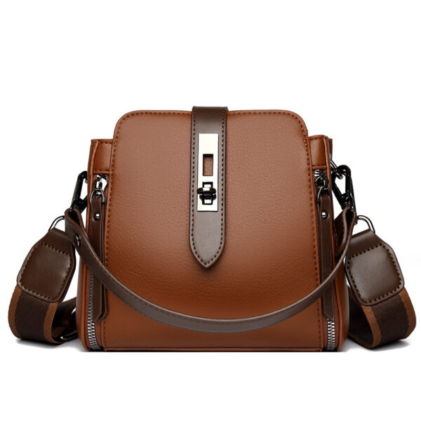 Soft Leather Bucket Large Capacity Handbag Crossbody Bag - Image 4