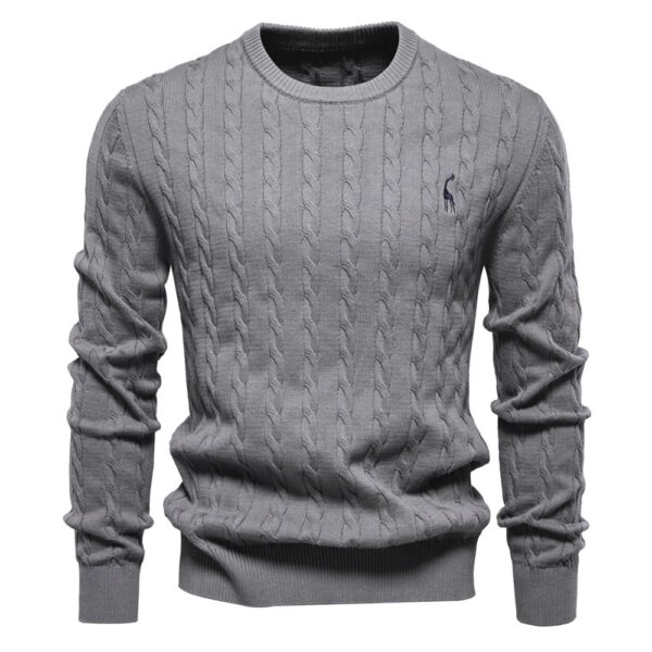 Autumn And Winter Sweater Pullover Deer Embroidery Solid Color Sweater For Men - Image 2