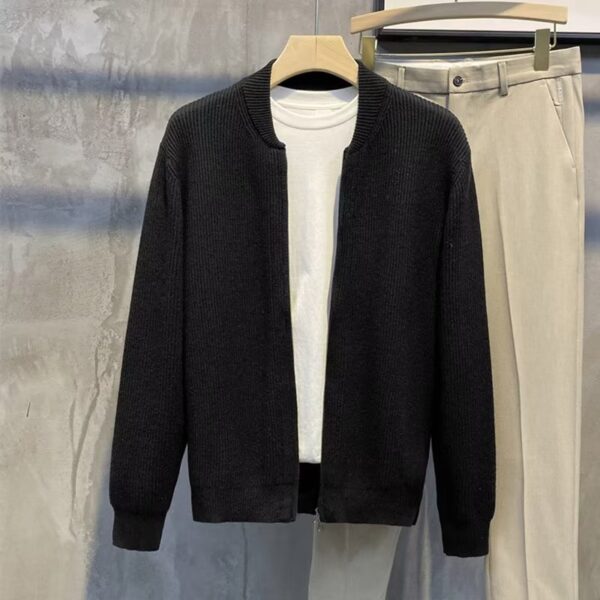 Double Zipper Cardigan Sweater Men's Knitwear Coat - Image 6