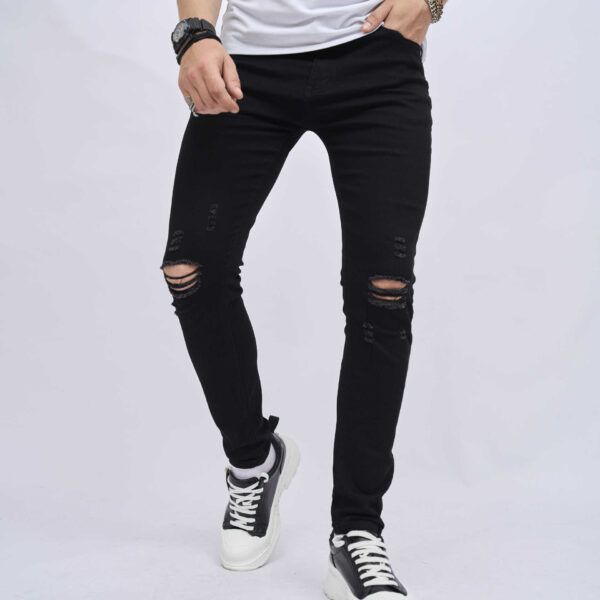 Men's Ripped Slim Fit Skinny Elastic Jeans - Image 4