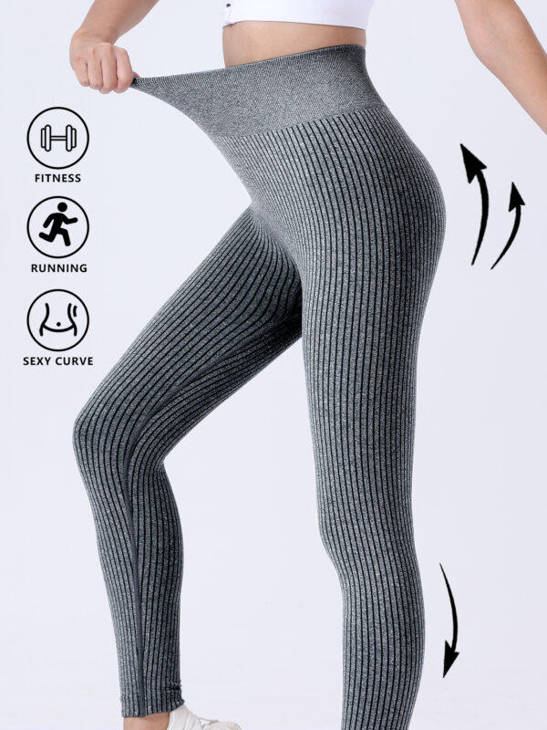 Leggings For Women Ribbed Seamless Leggings High Waisted Tummy Control Yoga Pants Women Workout Pants - Image 4